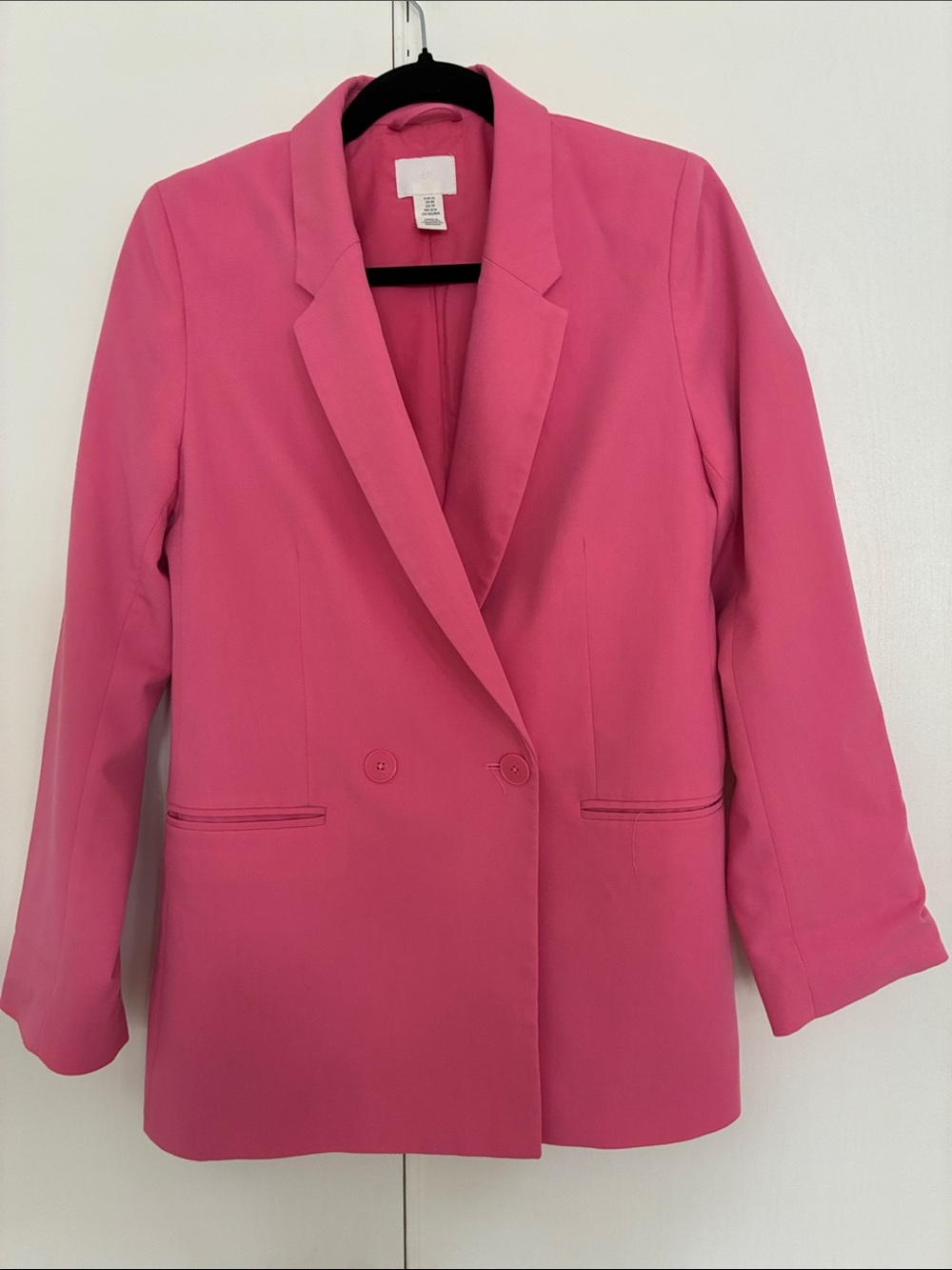 H&M Bright Pink Double-Breasted Longline Blazer